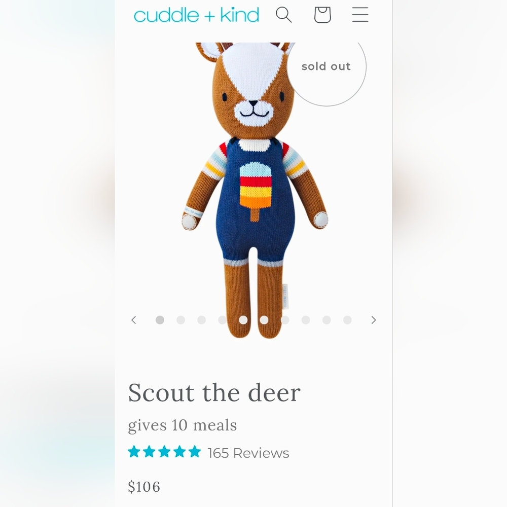 Cuddle + Kind Scout The Deer knit stuffie! Sold out